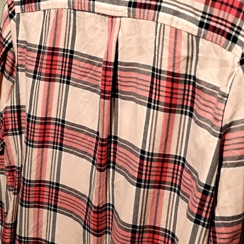 Talbots Pink Plaid Cotton Button Down Shirt Top Blouse Women Size Large - Picture 5 of 7